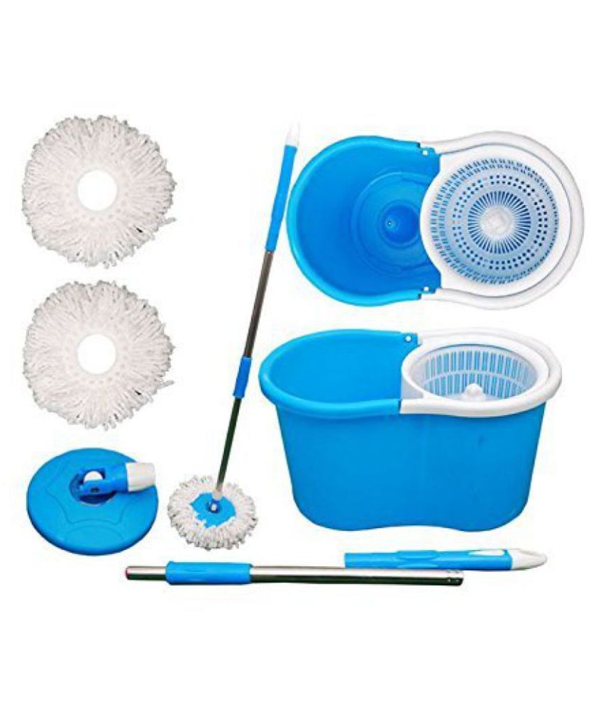 MAXIMIZE Single Bucket Mop 360° Spin Floor Mop with 2 Microfiber Refill