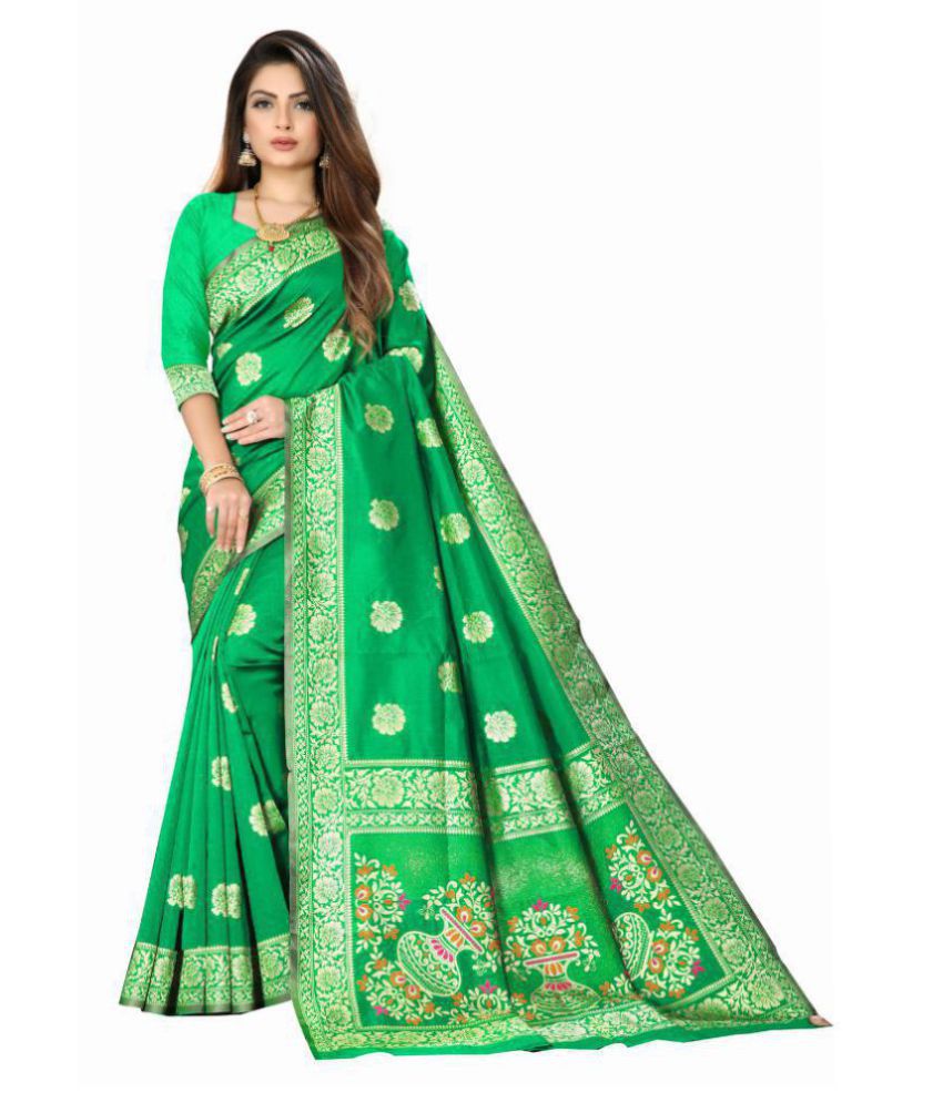     			ofline selection Green Banarasi Silk Saree