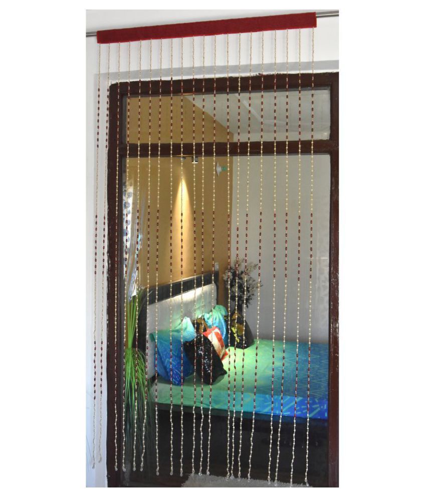     			Homefab India Beaded Semi-Transparent Eyelet Door Curtain 7ft (Pack of 1) - Maroon