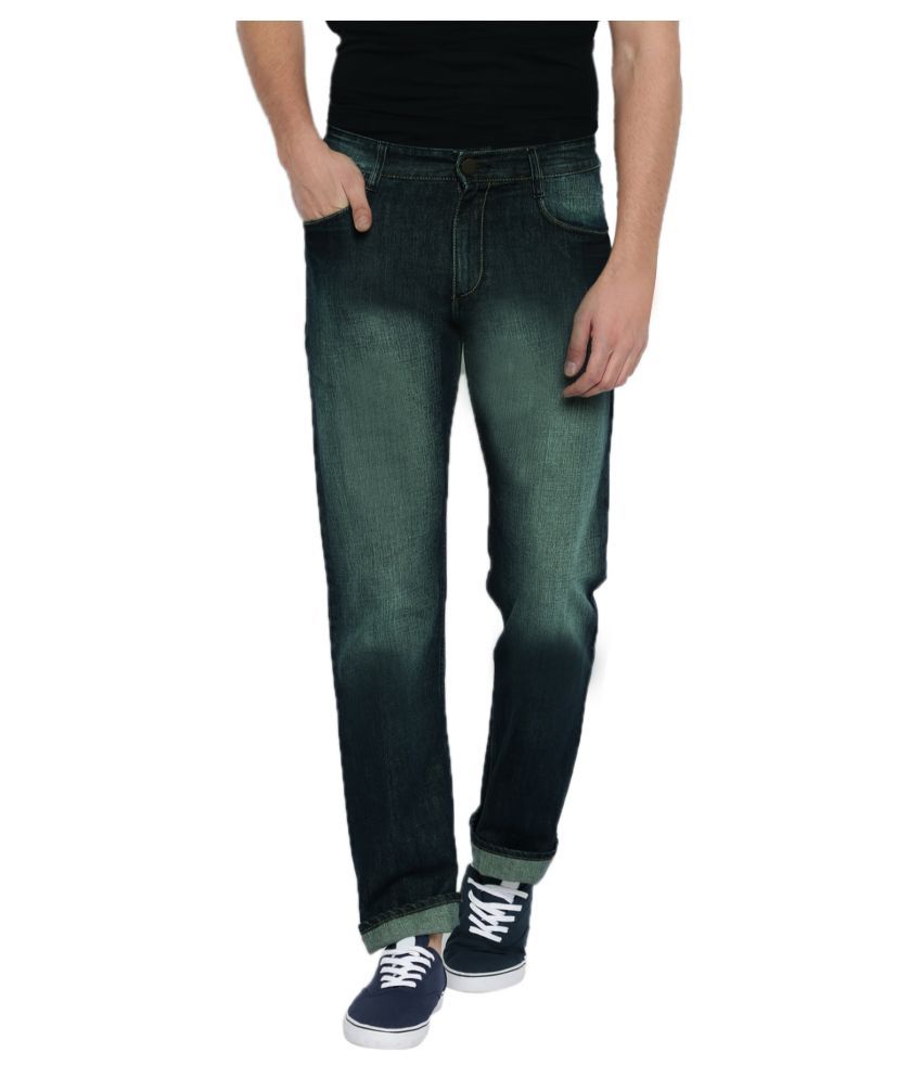 green slim jeans