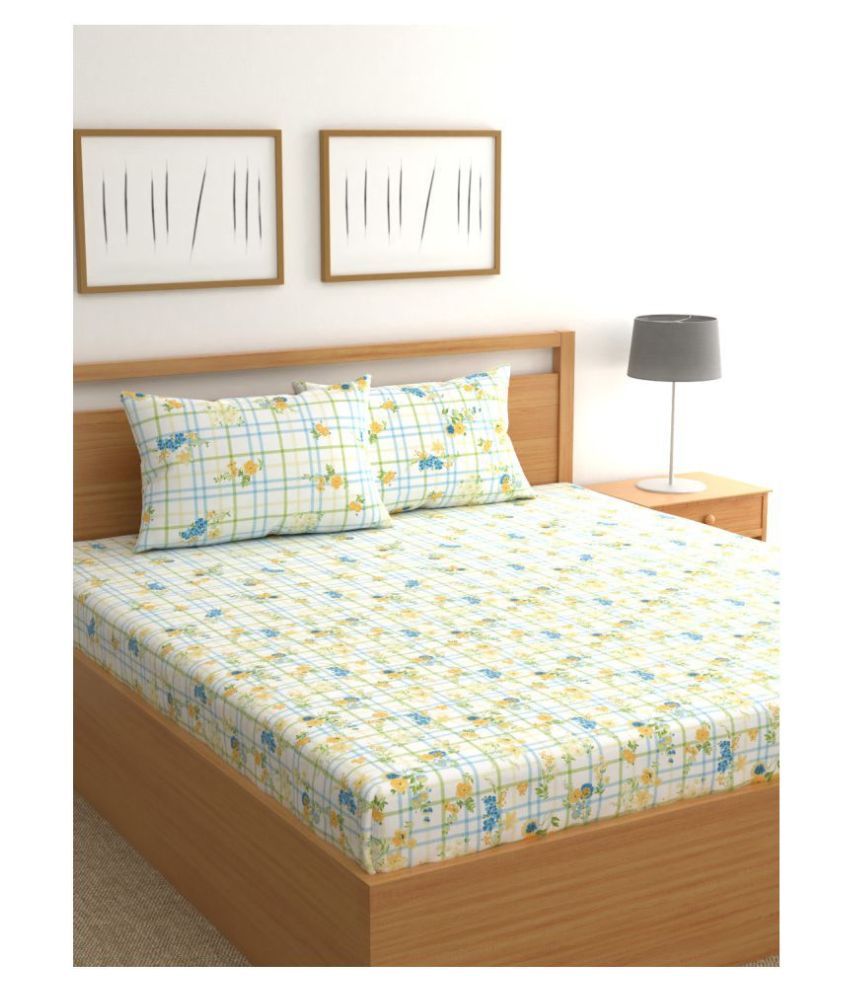 Raymond Home Cotton King Size Bed Sheet With 2 Pillow Covers Buy