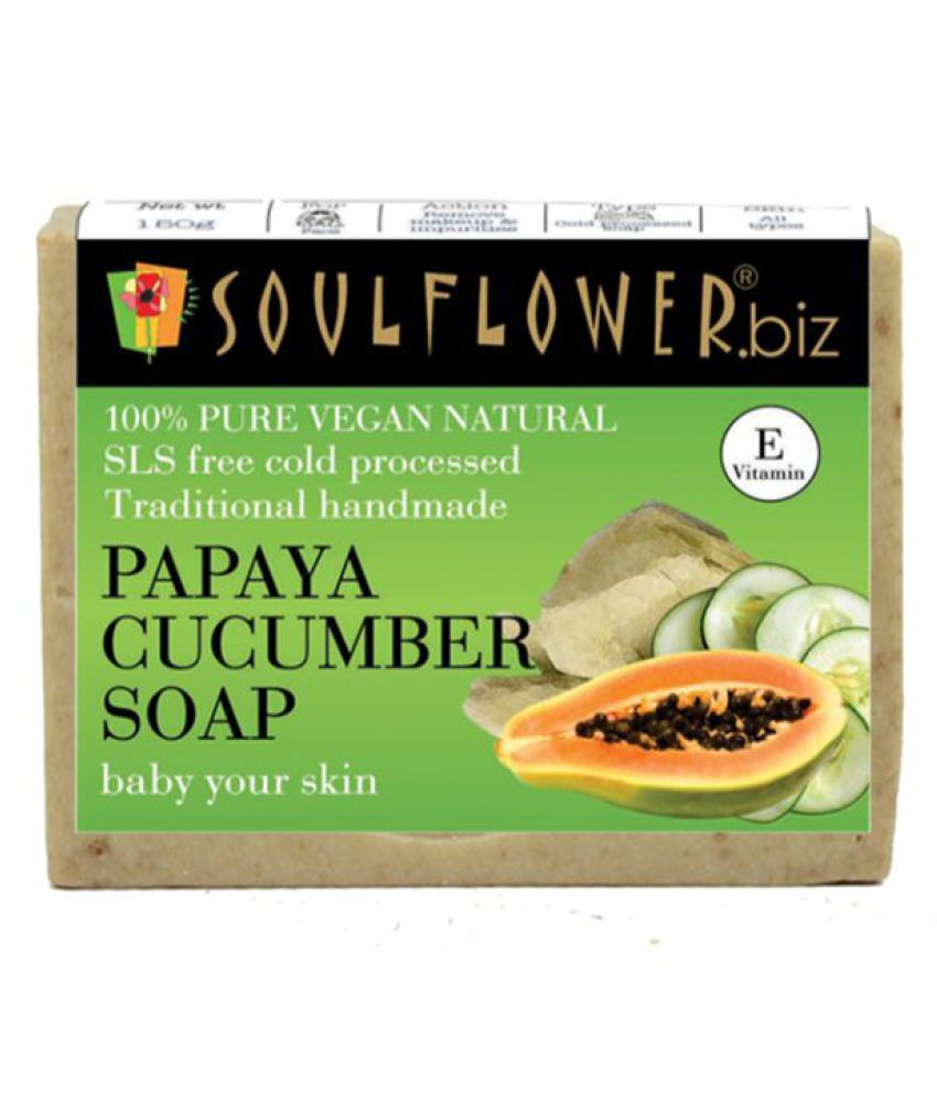     			Soulflower Papaya Cucumber Soap, 150gm
