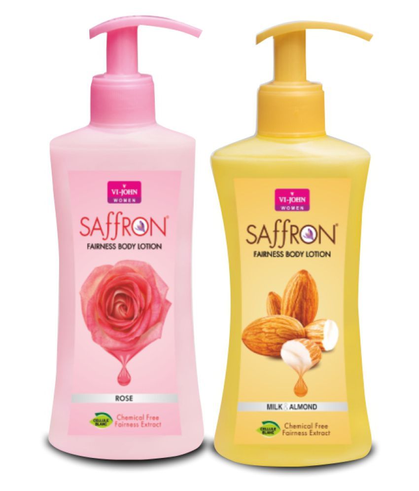     			VI-JOHN Saffron Fairness Body Lotion Milk Almond & Rose 250ml (500ml) - Pack of 2