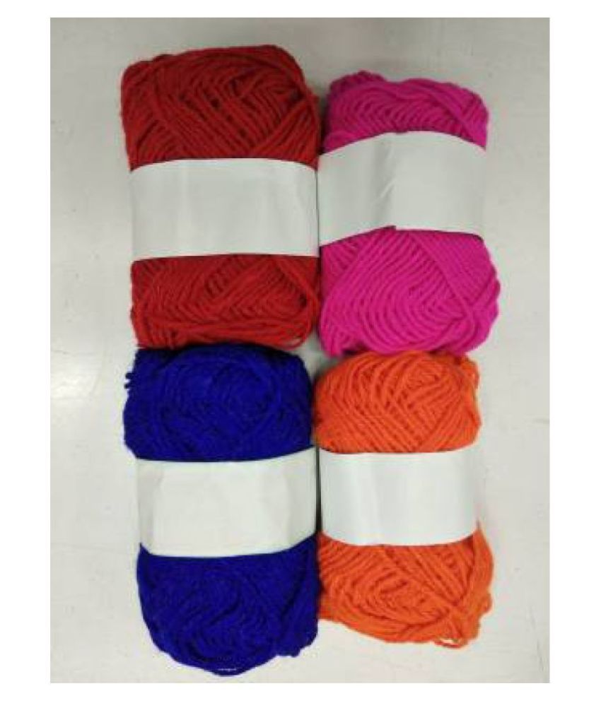 Hand Knitting Woolen Thread Dyed pack of 4 colors (dark orange ,dark