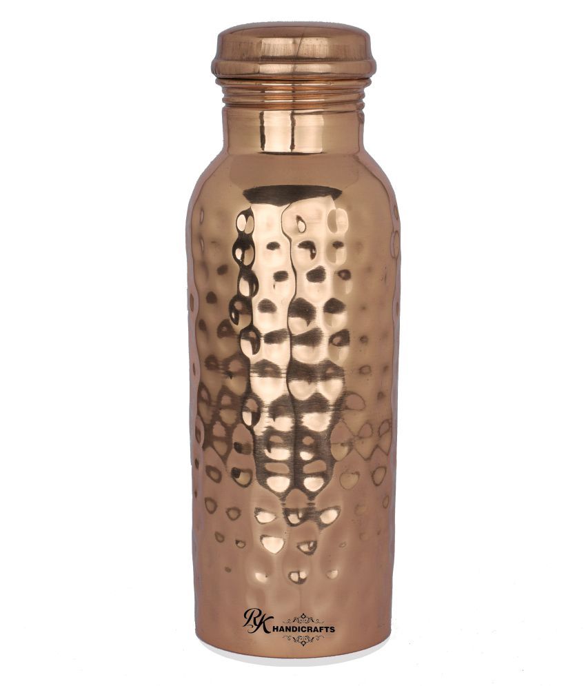 RK Handicraft Copper Water Bottle (Pack of 1, Copper) 600ml Brown 600