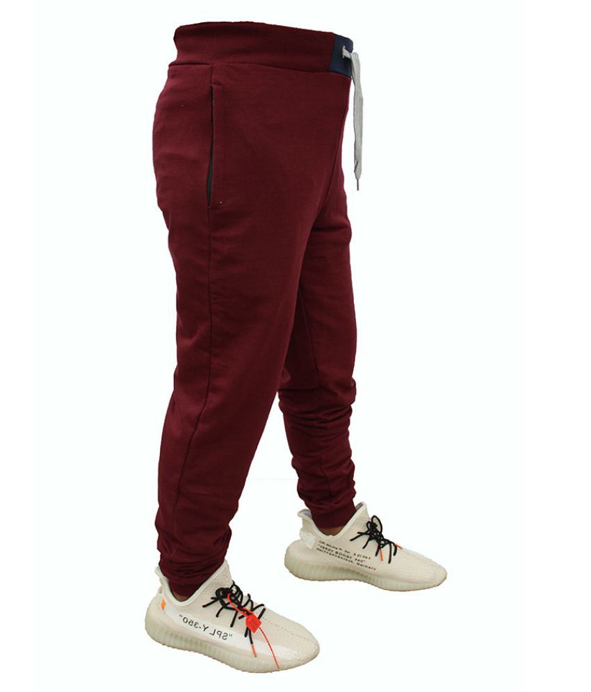 tse Maroon Cotton Joggers - Buy tse Maroon Cotton Joggers Online at Low ...