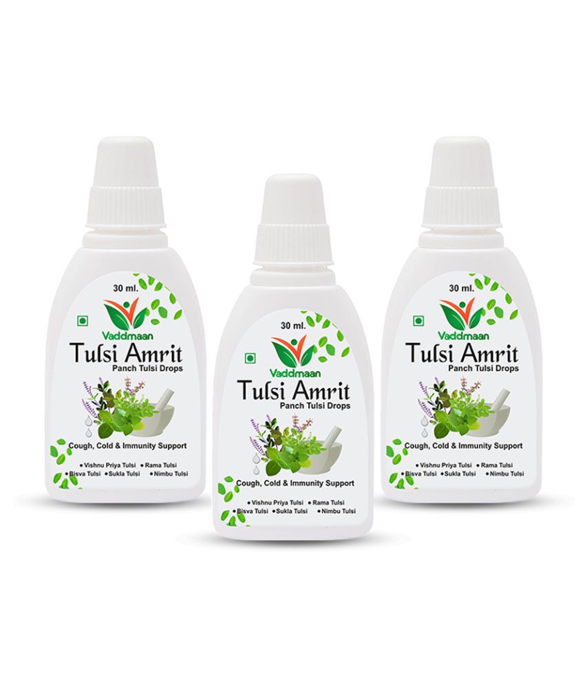     			Vaddmaan Tulsi Amrit - 3 x 30 ml - Panch Tulsi Ark Drops - Pure Organic Concentrated Extract of 5 Rare Tulsi for Natural Immunity Boosting & Cough and Cold Relief