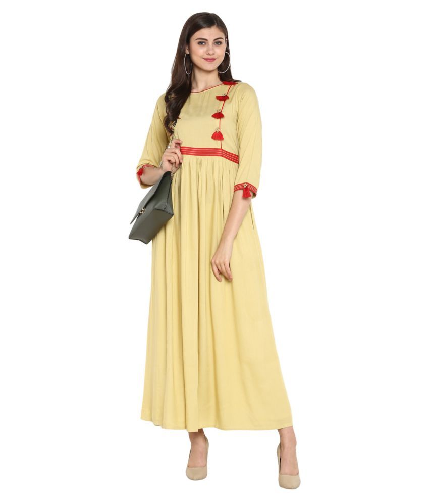 yellow colour anarkali kurti