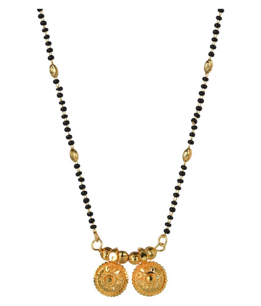 Bhumi09 Traditional Gold Plated Chain Golden Vati Pendant Black and ...