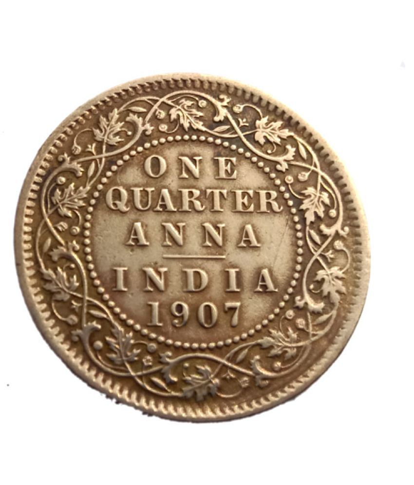 OLD RARE ONE QUARTER ANNA YEAR 1907 (BRONZE) COIN EDWARD KING EMPEROR
