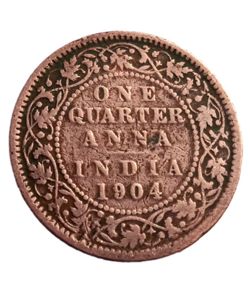 OLD RARE ONE QUARTER ANNA COPPER COIN YEAR 1904 EDWARD KING EMPEROR