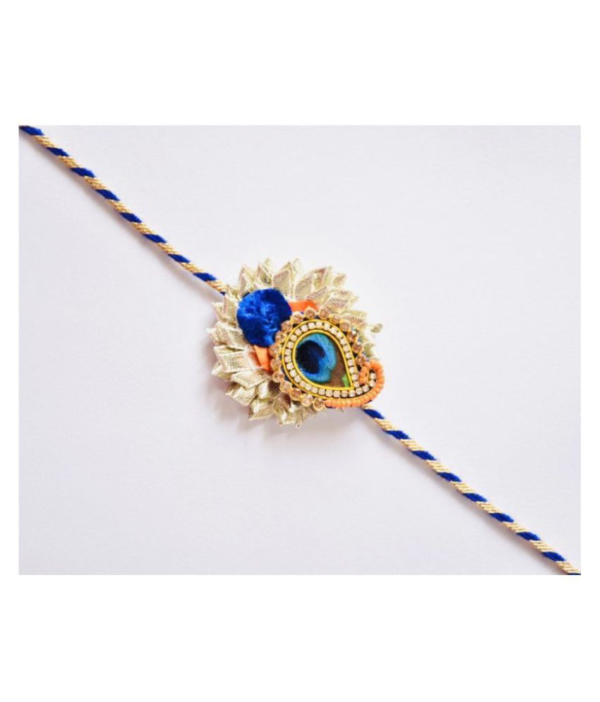 Single Rakhi Peacock Feather Multicolour: Buy Single Rakhi ...