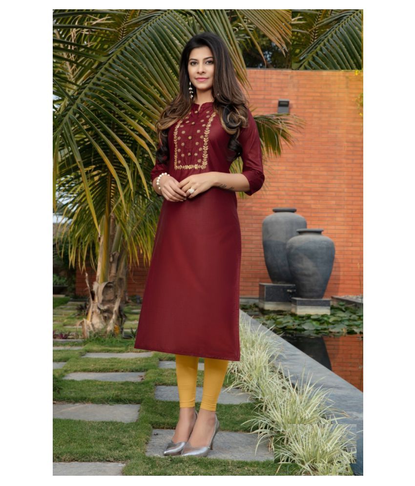 maroon silk kurti