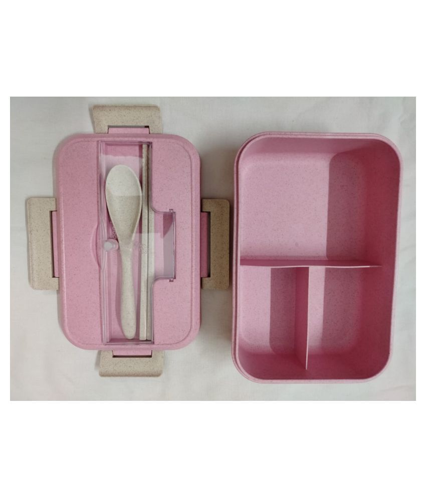 Ecofriendly wheat fiber lunch box with cutlery leakage proof microwave