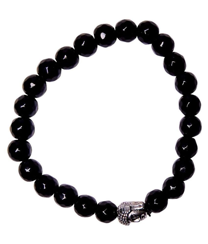 Satyamani Natural Black Obsidian Buddha Diamond Cut Bracelet: Buy ...