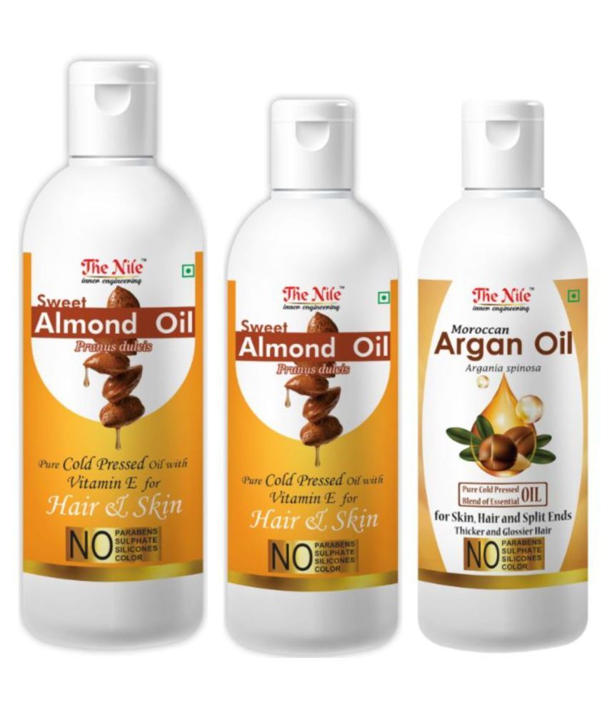     			The Nile  Almond  150 ML + Almond   100 ML + Argan Oil 100 ML 350 mL Pack of 3