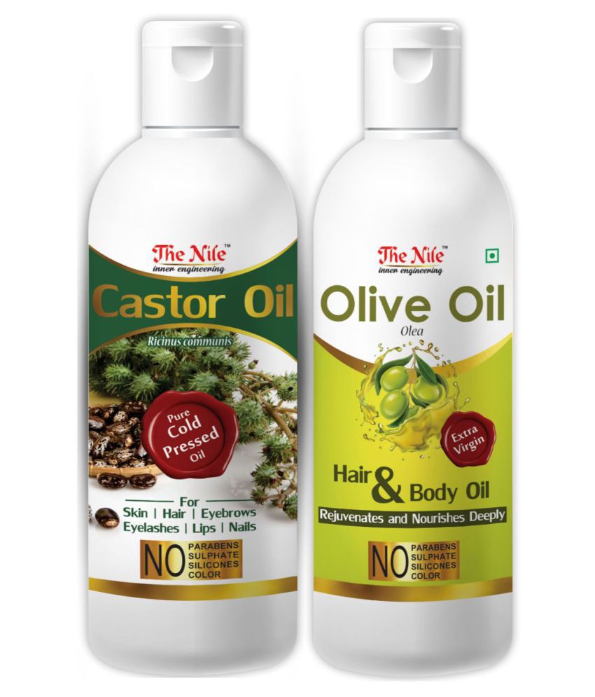     			The Nile Castor Oil 150 ML + Olive Oil 200 ML Hair Oil 350 mL Pack of 2