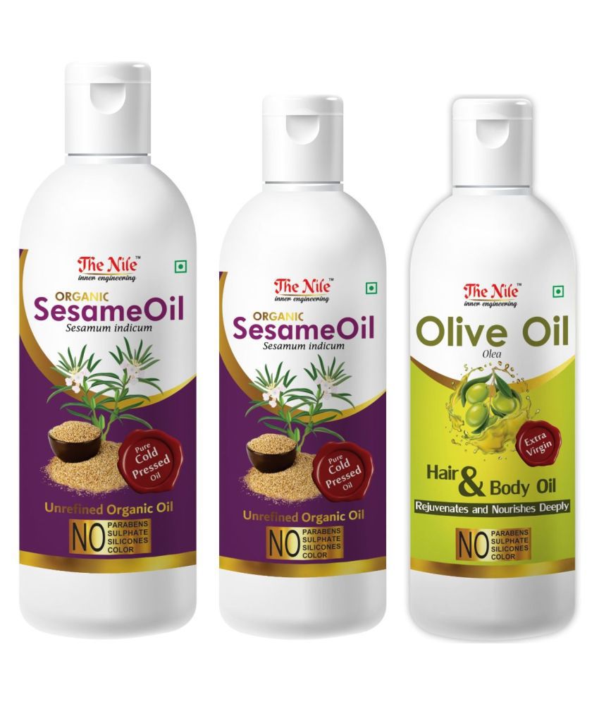     			The Nile Sesame Oil 150 ML +  Sesame Oil 100 ML + Olive Oil 100 ML 350 mL Pack of 3