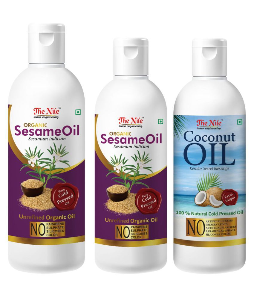     			The Nile Sesame Oil 150 ML +  Sesame Oil 100 ML + Coconut Oil 100 Ml 350 mL Pack of 3