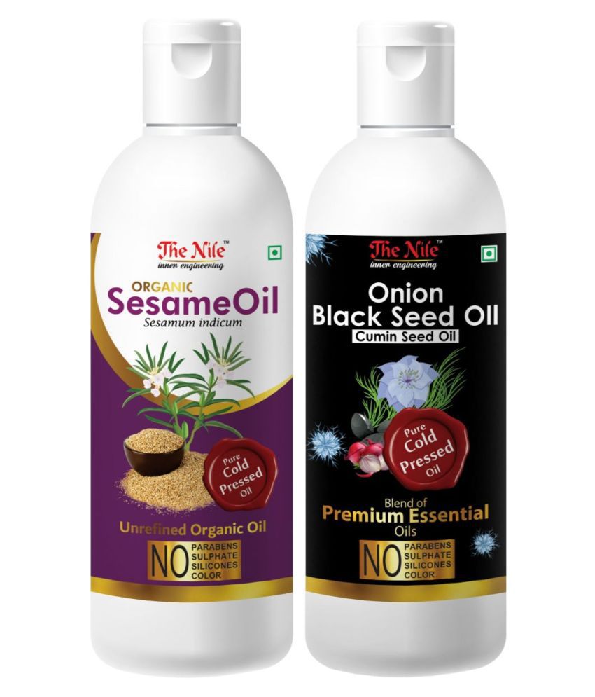     			The Nile Sesame Oil 150 ML +  Black Seed 200 ML  Hair Oil 350 mL Pack of 2