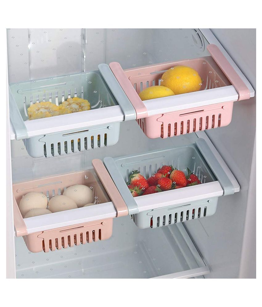 Avsar 4 Pcs Expandable Adjustable Fridge Storage Basket Under Shelf ...