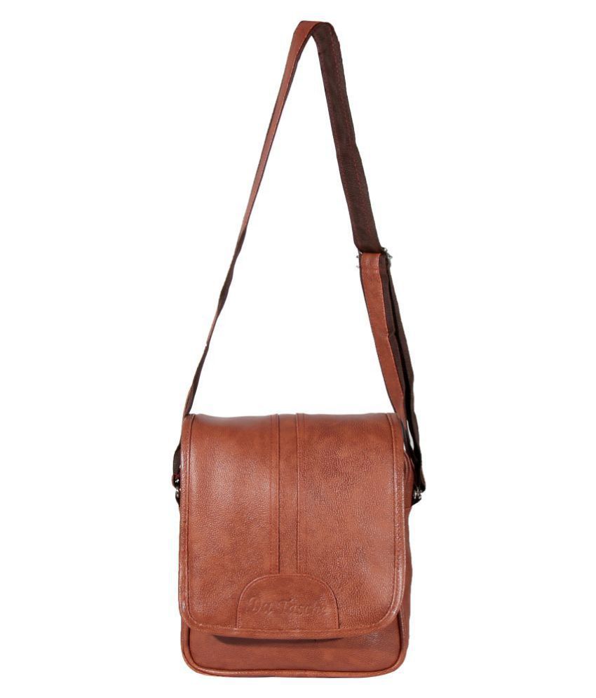     			Da Tasche Tan Faux Leather Sling Bag