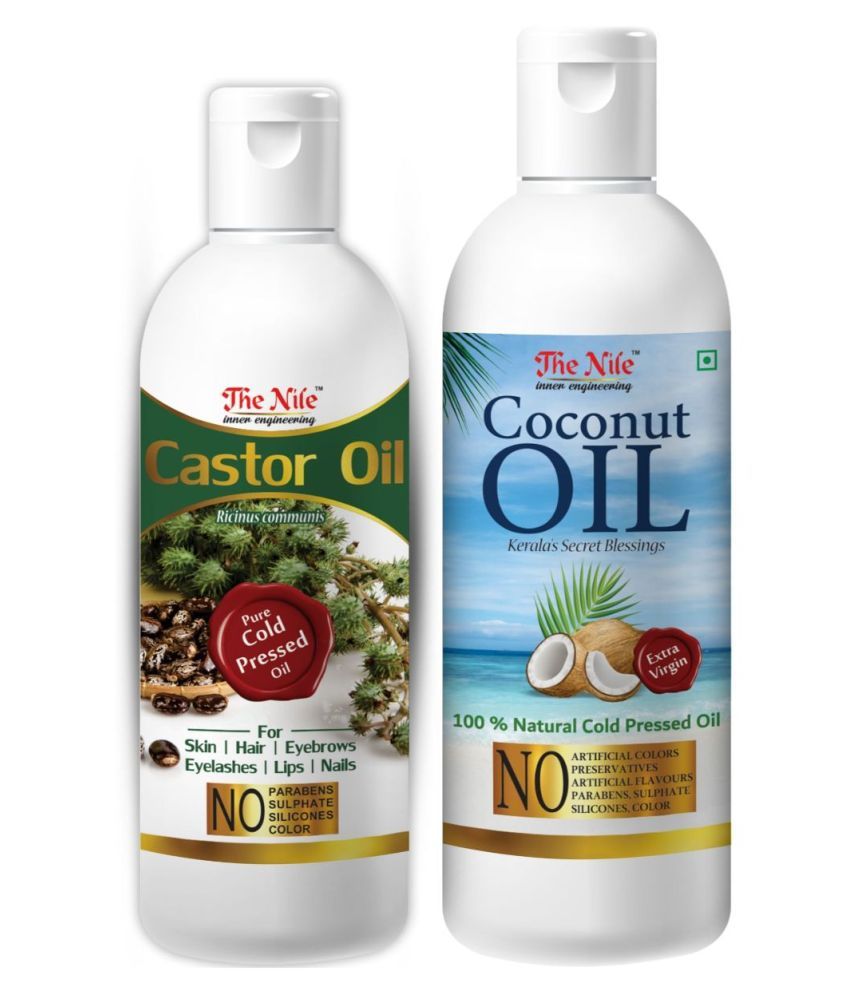     			The Nile Castor Oil 100 ML +  Coconut Oil 200 ML Hair Oils 300 mL Pack of 2