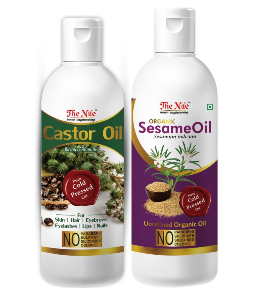     			The Nile Castor Oil 150 ML + Sesame Oil 200 ML Hair & Skin Care Oil 350 mL Pack of 2