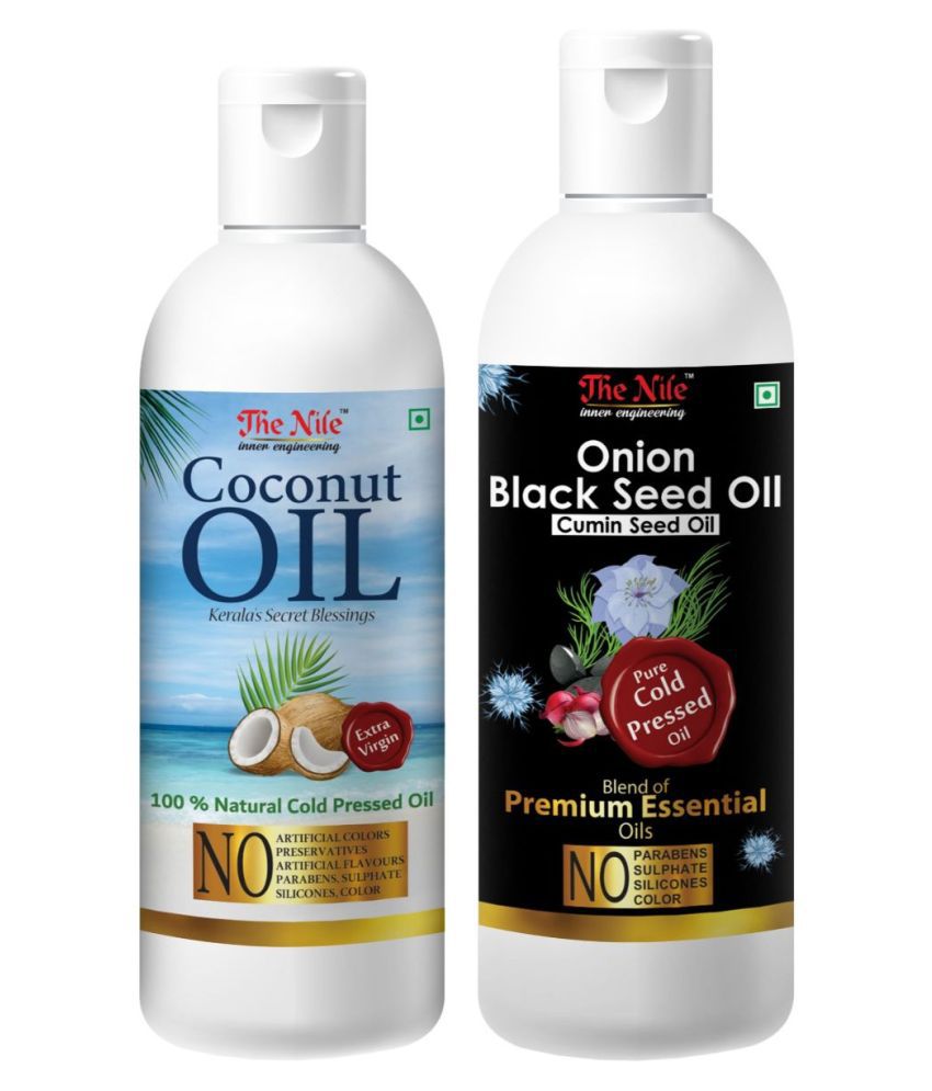     			The Nile Coconut Oil 100 ML + Onion Black Seed Oil 200 ML  Hair Oils 300 mL Pack of 2