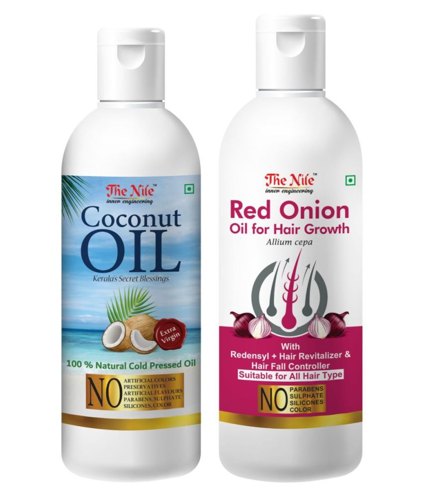     			The Nile Coconut Oil 100 ML + Red Onion 200 ML Hair Oils 300 mL Pack of 2