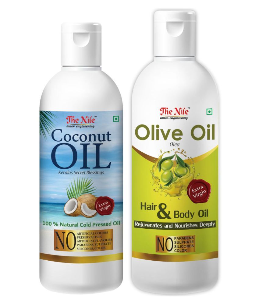     			The Nile Coconut Oil 100 ML + Olive Oil 200 ML Skin & Hair Care Oil 300 mL Pack of 2