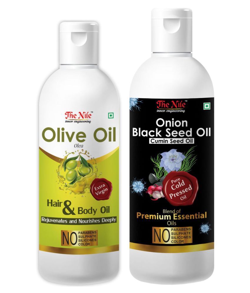     			The Nile Olive Oil 100 ML + Onion Black Seed 200 ML  Hair Oils 300 mL Pack of 2