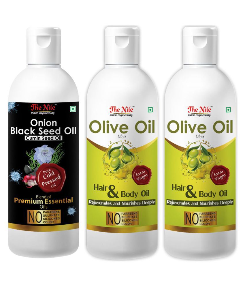     			The Nile Onion Black Seed 100 Ml  + Olive Oil 100 ML  X 2 300 mL Pack of 3