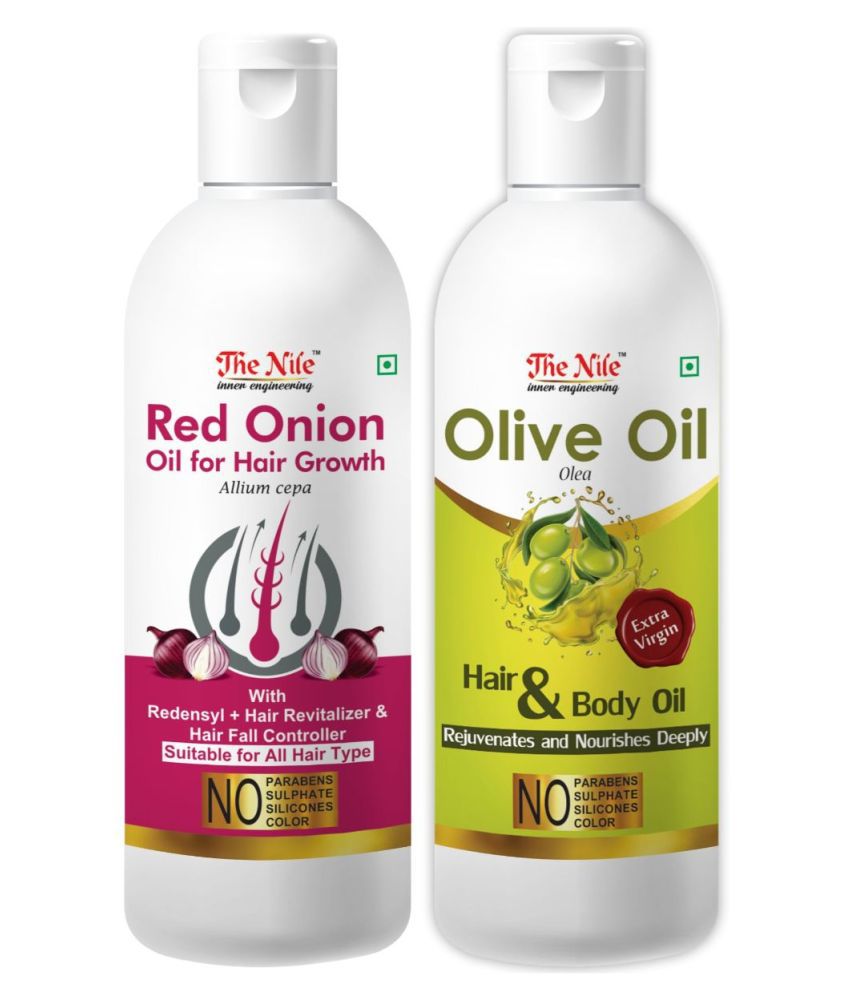     			The Nile Red Onion Oil 150 ML + Olive Oil 200 ML  Hair Oils 300 mL Pack of 2