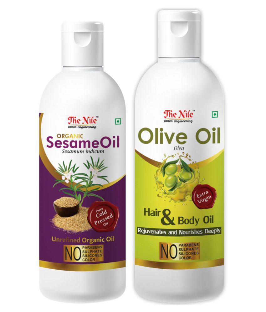     			The Nile Sesame Oil 100 ML + Olive Oil 200 ML Hair Oils 300 mL Pack of 2