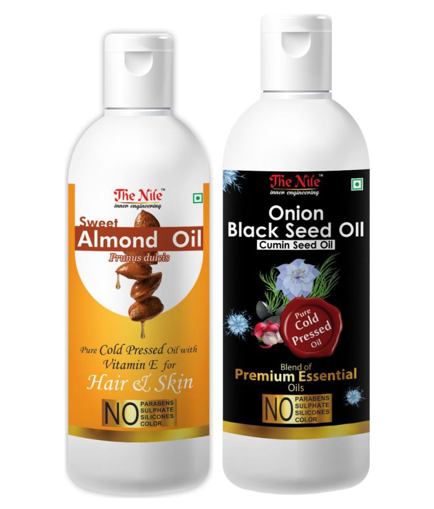     			The Nile Sweet Almond 100 ML + Onion Black Seed 200 ML Hair Oil 300 mL Pack of 2