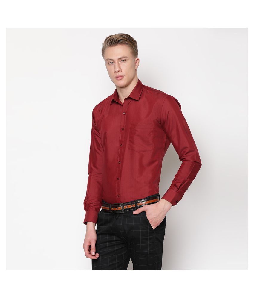 V2 Cotton Blend Maroon Solids Formal Shirt - Buy V2 Cotton Blend Maroon ...