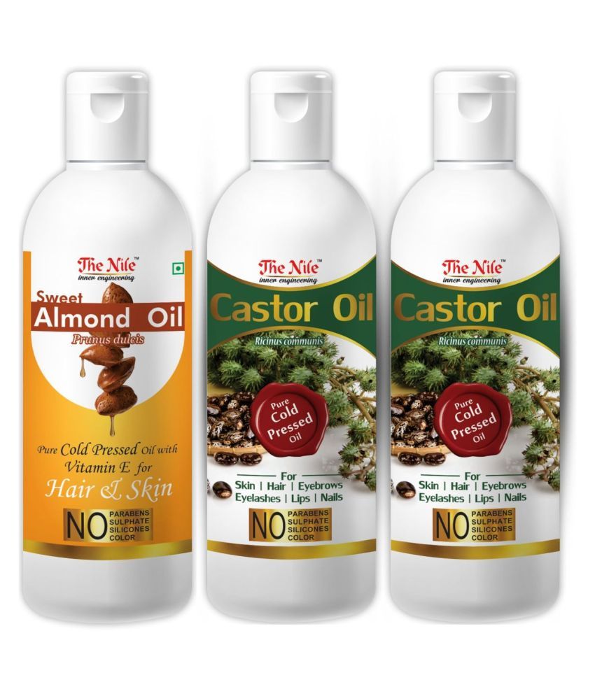     			The Nile Castor Oil 100 ML  100 Ml X 2 + Sweet Almond Oil 300 mL Pack of 3