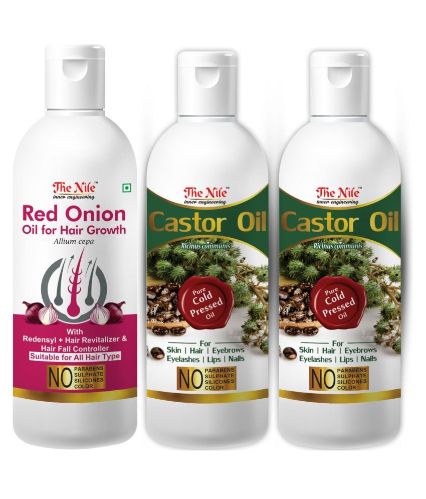     			The Nile Castor Oil 100 ML  X 2 + Red Onion Oil 100 Ml 300 mL Pack of 3