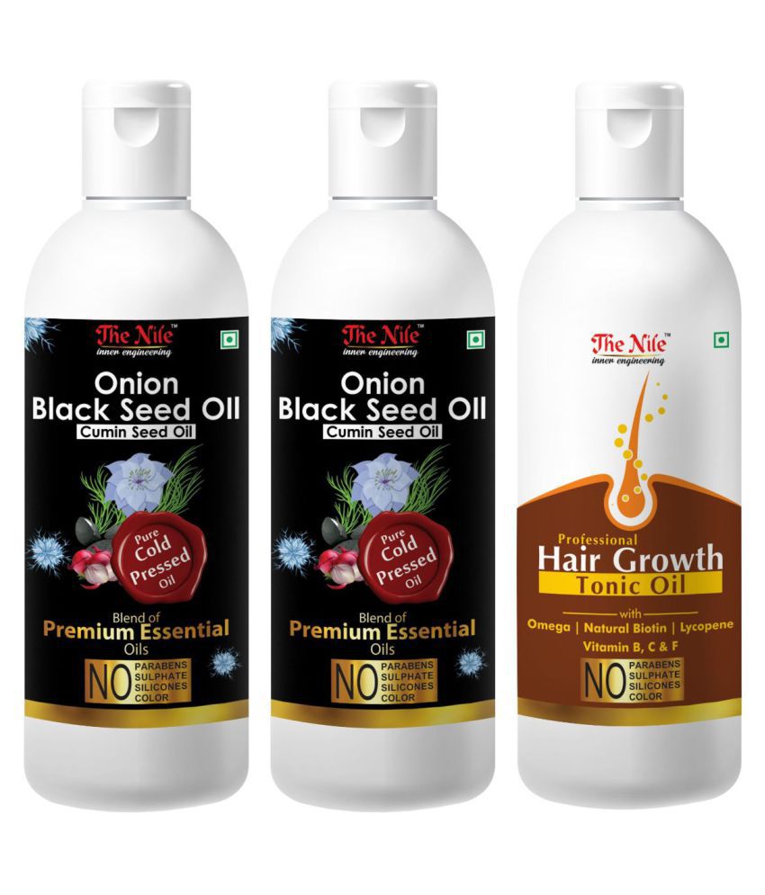     			The Nile Onion Blackseed Oil 100 Ml X 2 + Hair Tonic 100 Ml 300 mL Pack of 3