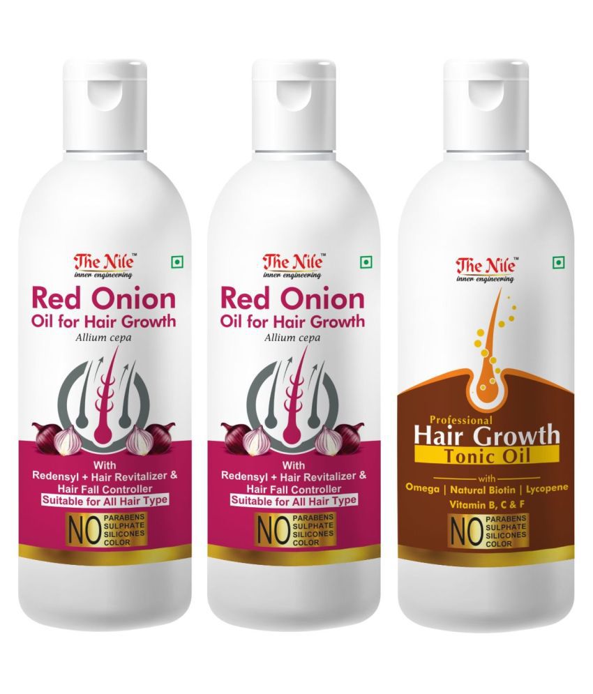     			The Nile Red Onion Oil 100 ML X 2 + Hair Tonic 100 Ml 300 mL Pack of 3