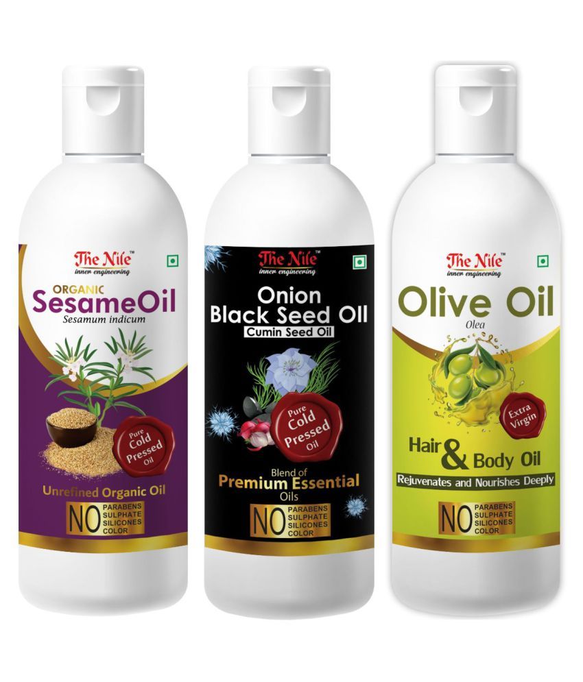     			The Nile Sesame Oil 100 Ml + Onion Black Seed 100 ML + Olive 100 ML 300 mL Pack of 3