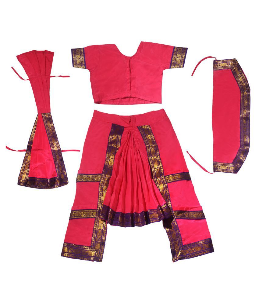 Fancy Dressup Pink Bharatnatyam dress for 4 to 6 year girls