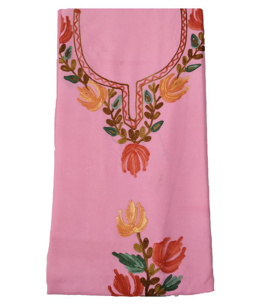KASHMIRI Pink Cotton Dress Material - Buy KASHMIRI Pink Cotton Dress ...