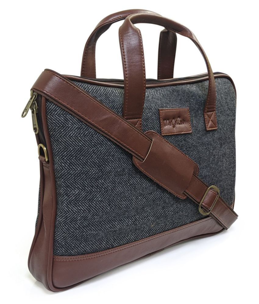 Mufubu Vegan & Tweed Grey Jute Office Messenger Bag Buy Mufubu Vegan