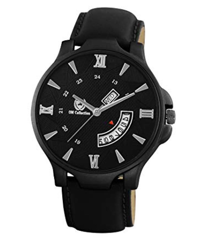     			Om Collection Blackddd Leather Analog Men's Watch
