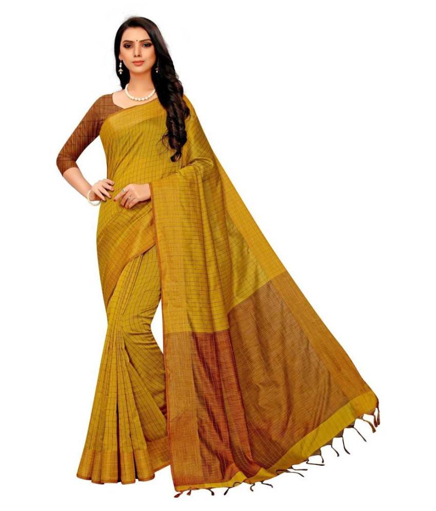 Forkey Yellow Dupion Silk Saree Buy Forkey Yellow Dupion Silk Saree Online At Low Price