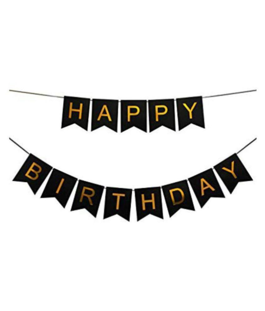 HK balloons® 51 pcs Set Black Happy Birthday Banner with 50 pcs ...