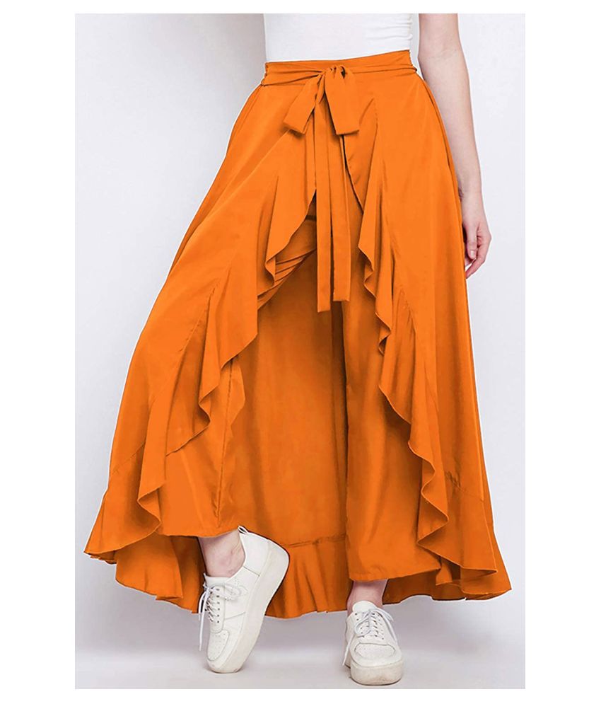 Buy R TAZE Crepe Ruffled skirt - Yellow Online at Best Prices in India ...