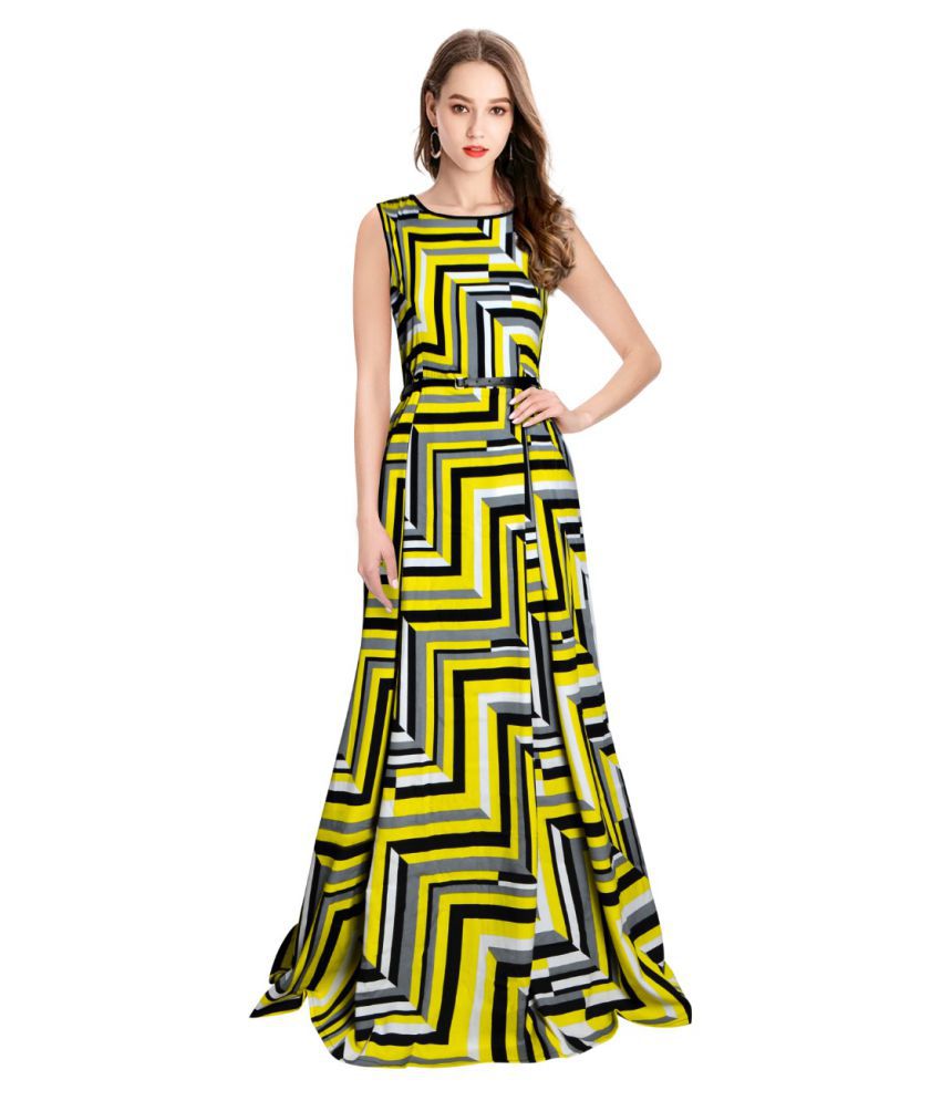 SAIRAJ FASHION Yellow Crepe Gown - Buy SAIRAJ FASHION Yellow Crepe Gown ...